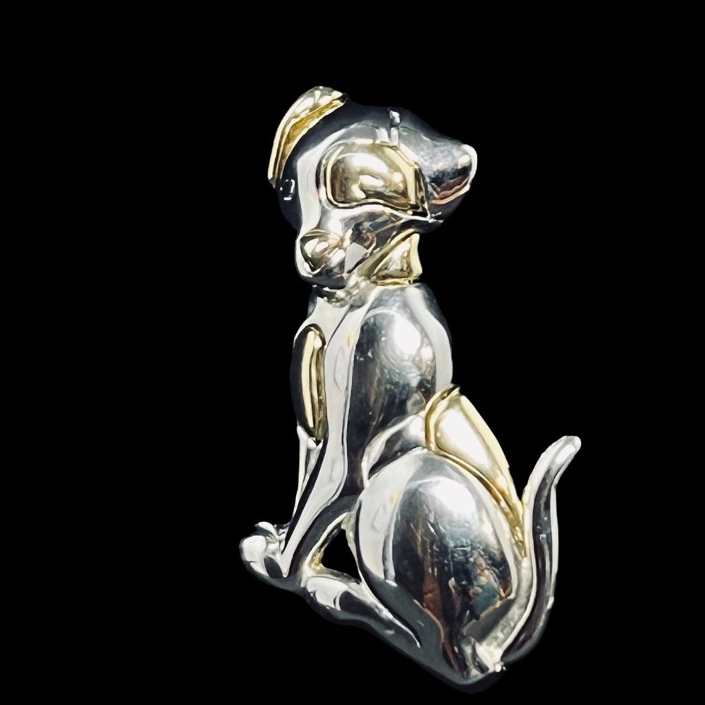 Vintage Liz Claiborne Gold/Silver Tone Puppy Dog Brooch (5158)